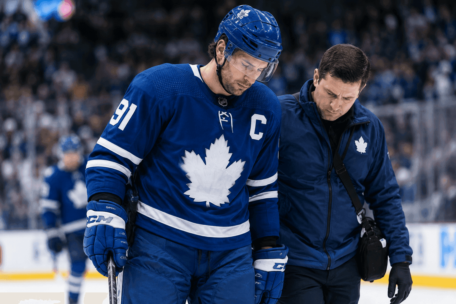 Editorial sports image for John Tavares Leaves Game With Injury Just Days After Returning From Paternity Leave