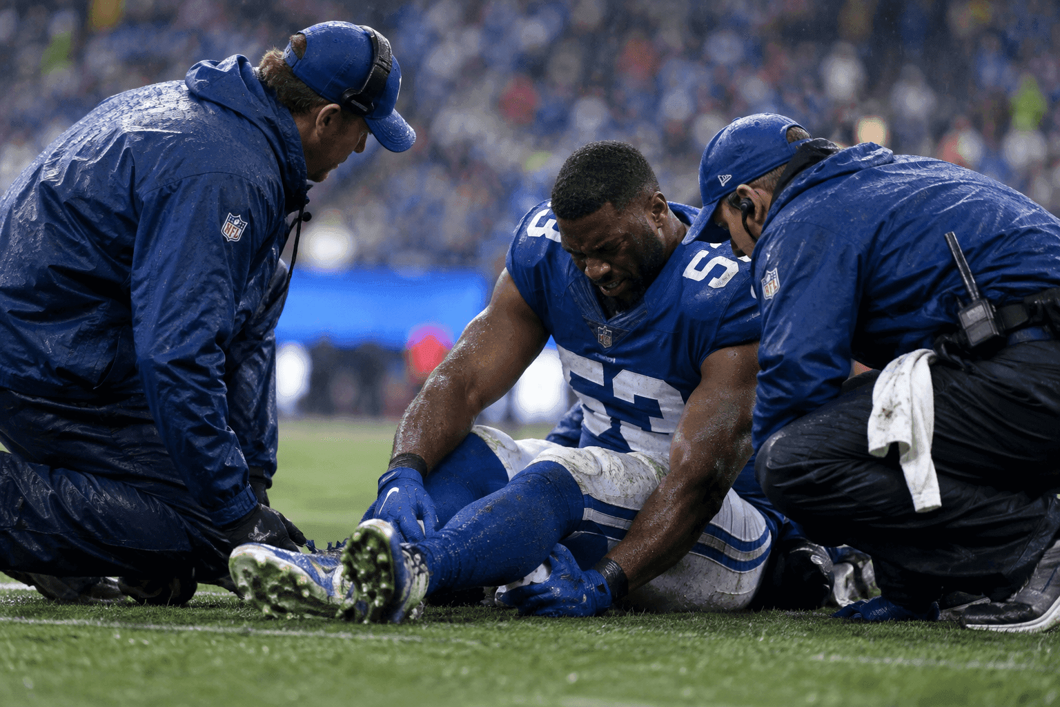 Editorial sports image for Brian Burns Goes Down Against Titans After Giants Gamble on Sprained Ankle