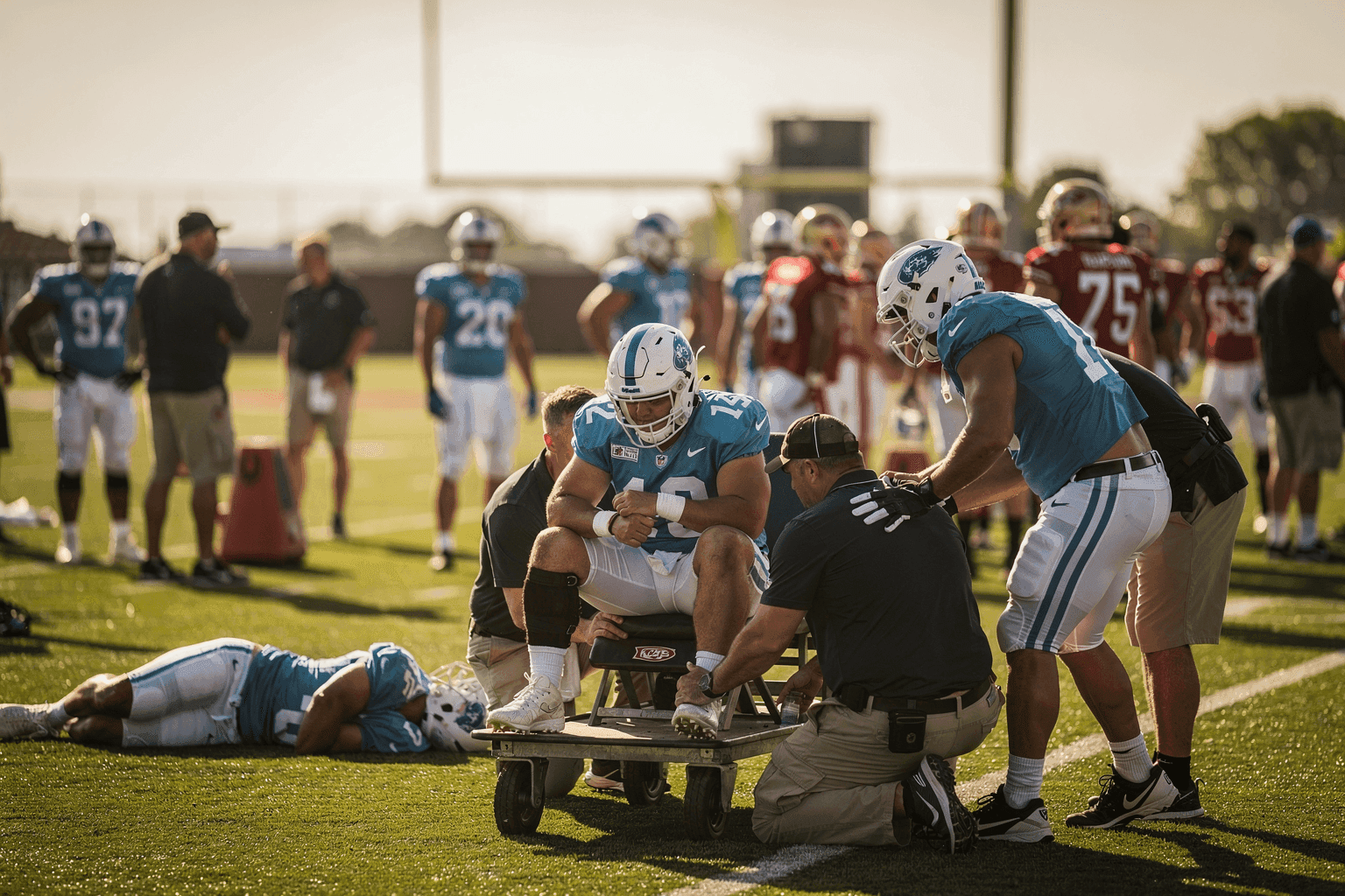 Editorial sports image for Chargers Joint Practice Turns Into Triage Unit With Three Key Injuries