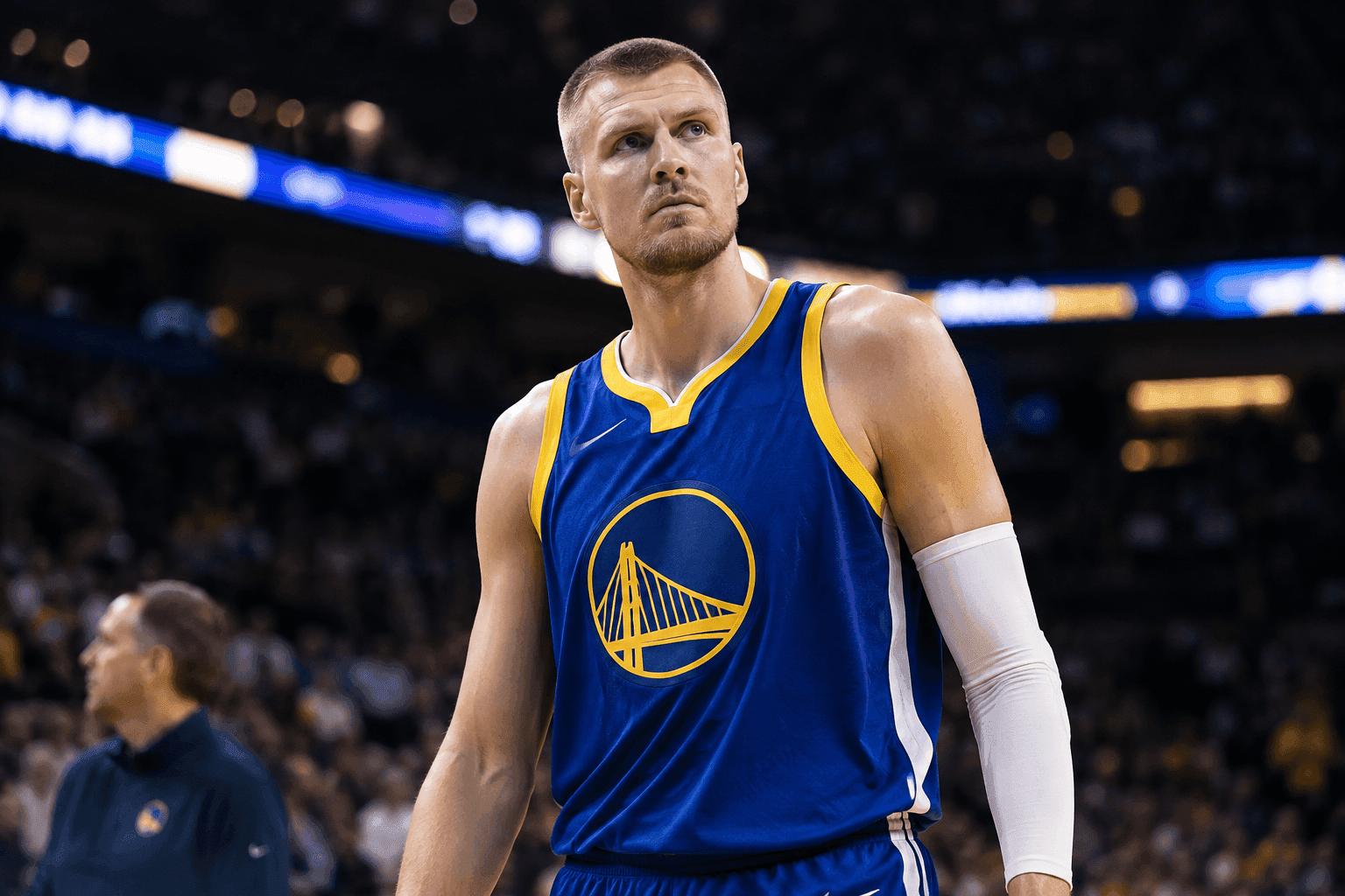 Editorial sports image for Kristaps Porzingis Out Indefinitely as Warriors Face Another Roster Crisis