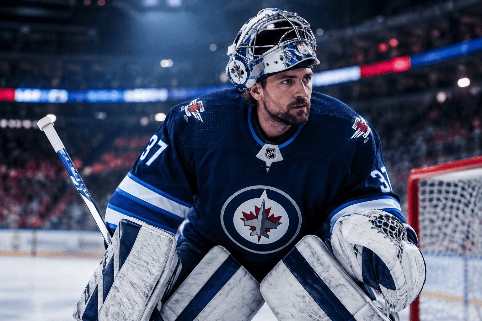 Editorial sports image for Devils and Jets Reportedly Working on a Connor Hellebuyck Trade
