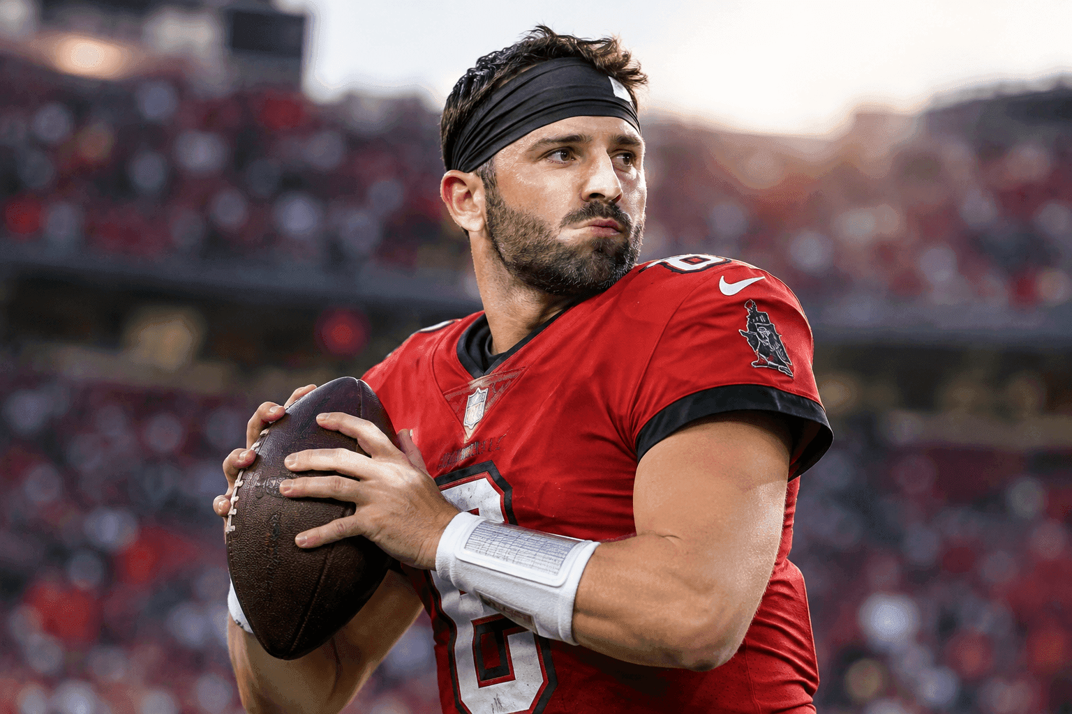 Editorial sports image for Baker Mayfield Returns to Full Practice for a Bucs Team That Desperately Needs Him