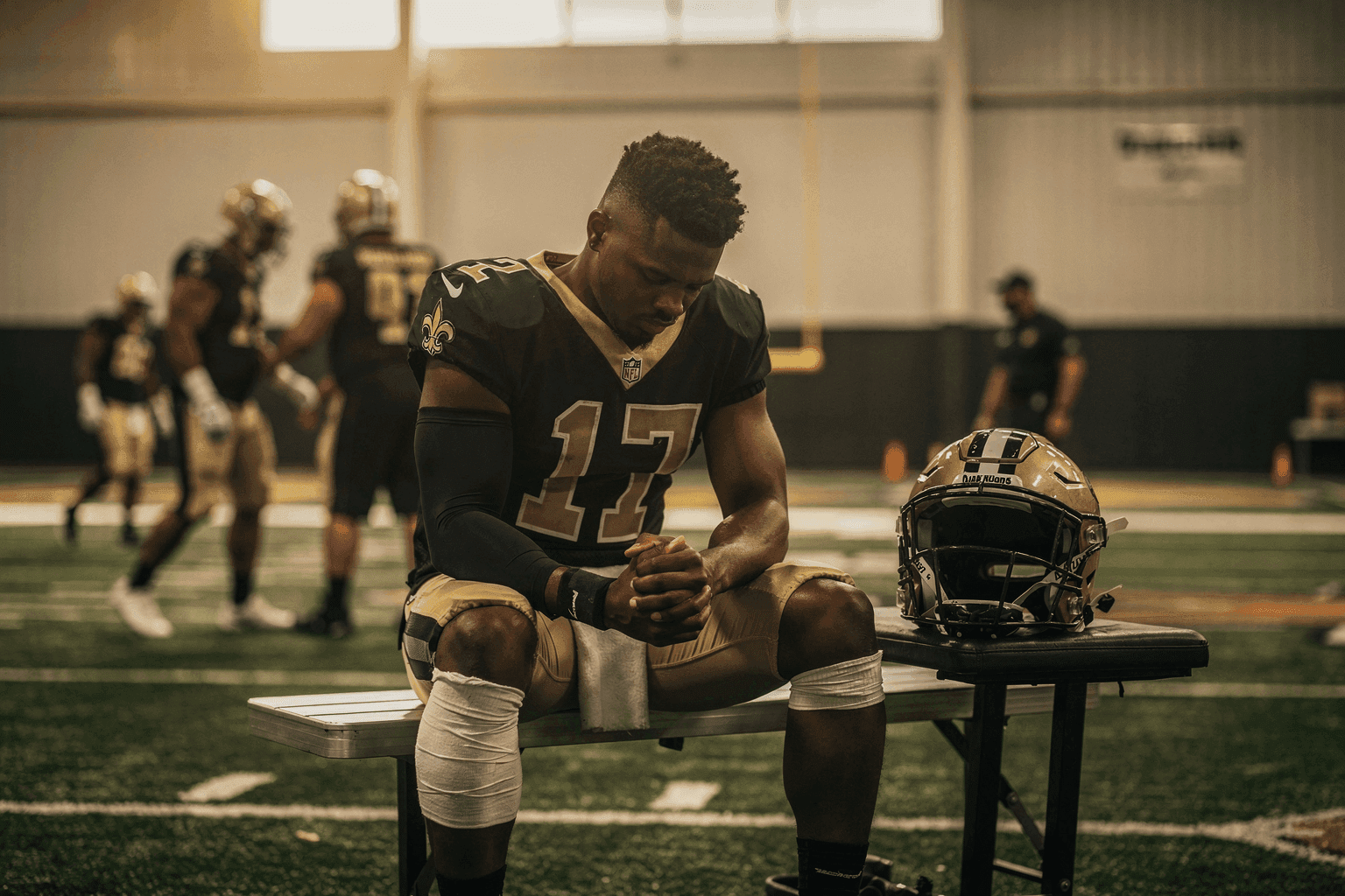 Editorial sports image for Saints Rookie Jordyn Tyson Out Two Months Because His Hamstrings Are Already in Midseason Form