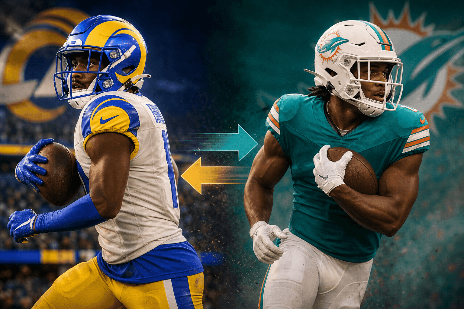 Editorial sports image for Rams Trade For Their Ex, Send Jarquez Hunter to Dolphins For Tutu Atwell
