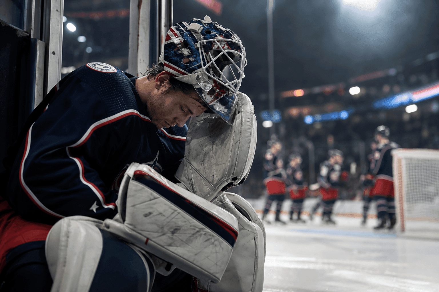 Editorial sports image for Elvis Merzlikins Undergoes Shoulder Surgery, Leaving Blue Jackets Crease in Chaos