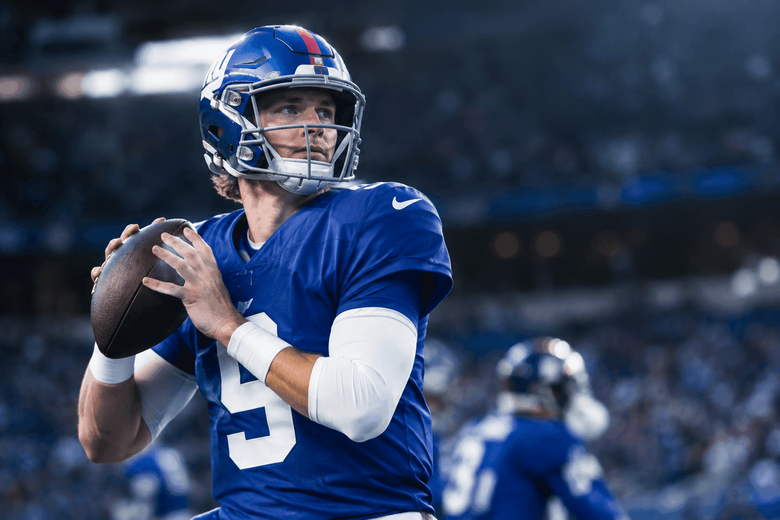 Editorial sports image for The Giants Are Throwing J.J. McCarthy to the Texans' Pass Rush