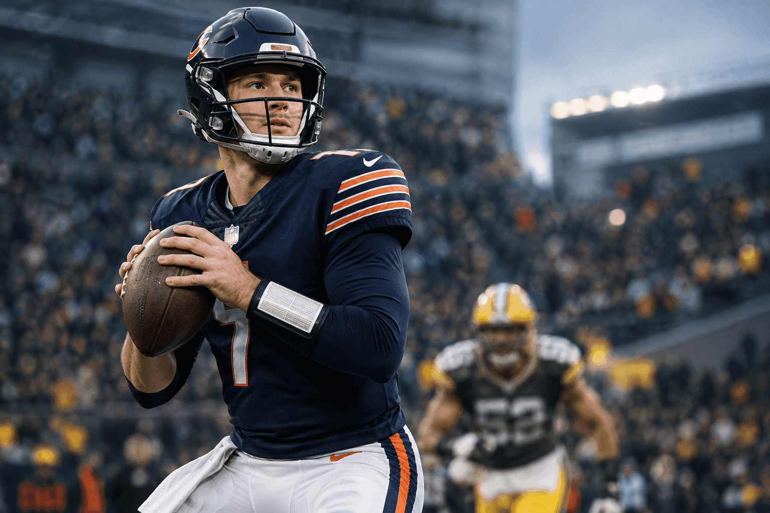 Editorial sports image for Tyson Bagent Gets the Nod for Bears in High-Stakes Lambeau Showdown