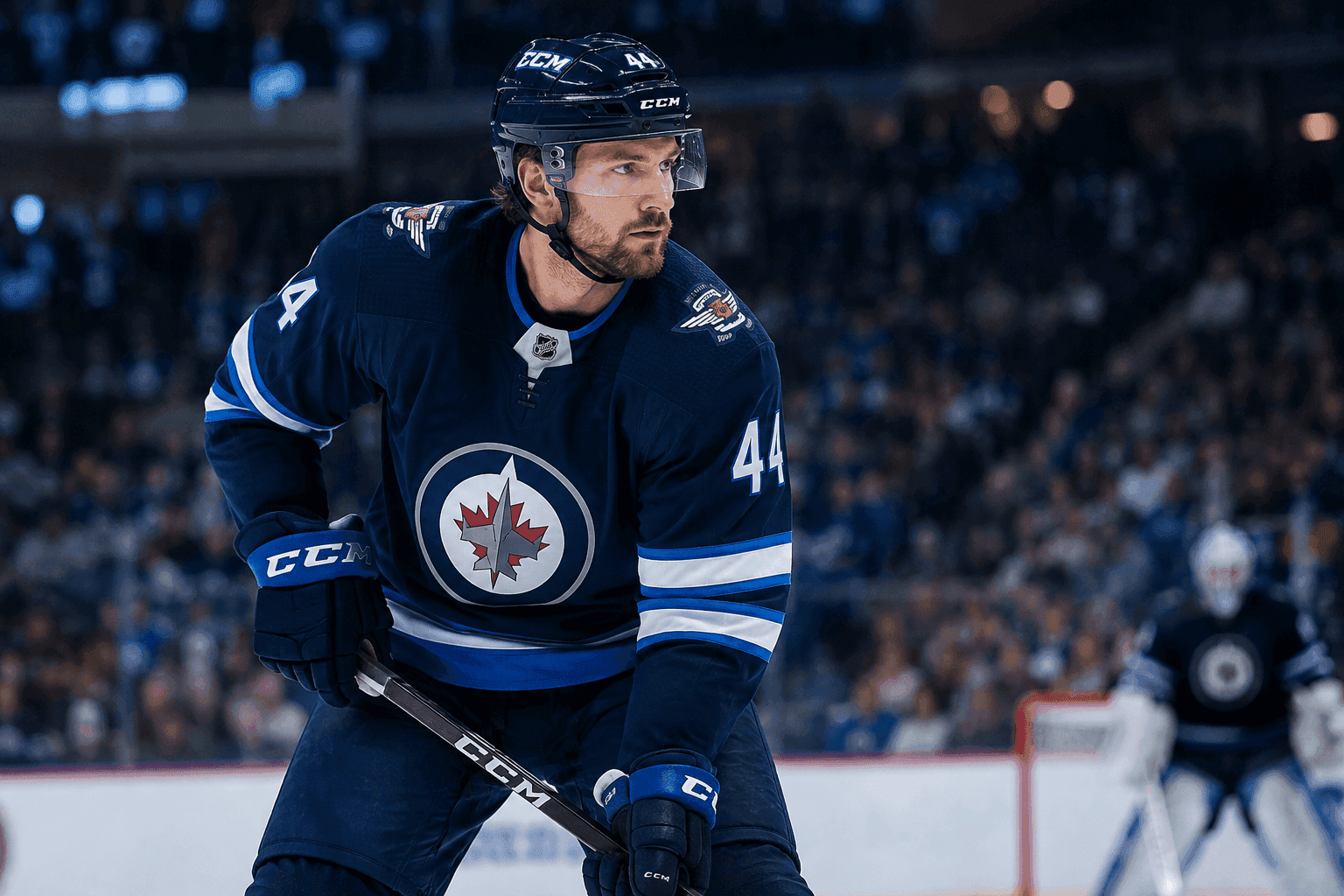 Editorial sports image for Jets Lose Josh Morrissey to Week-to-Week Injury in Brutal Blue Line Blow