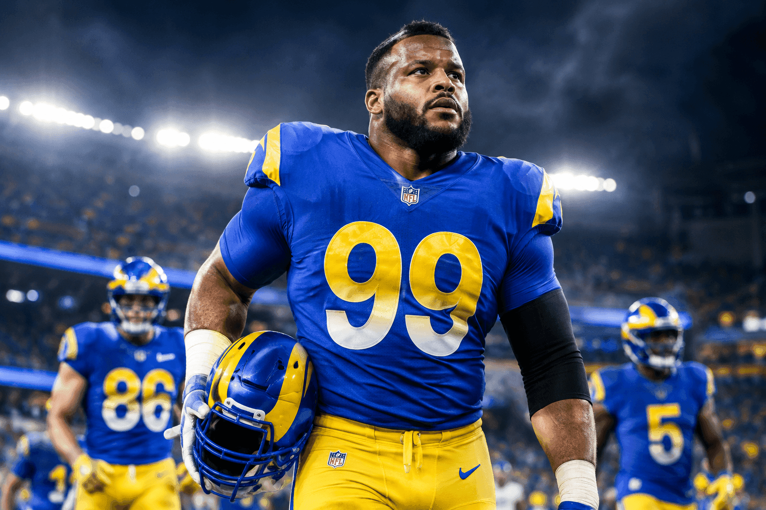 Editorial sports image for Aaron Donald and Rams Reinforcements Cleared for Monday Night Football Against Bills