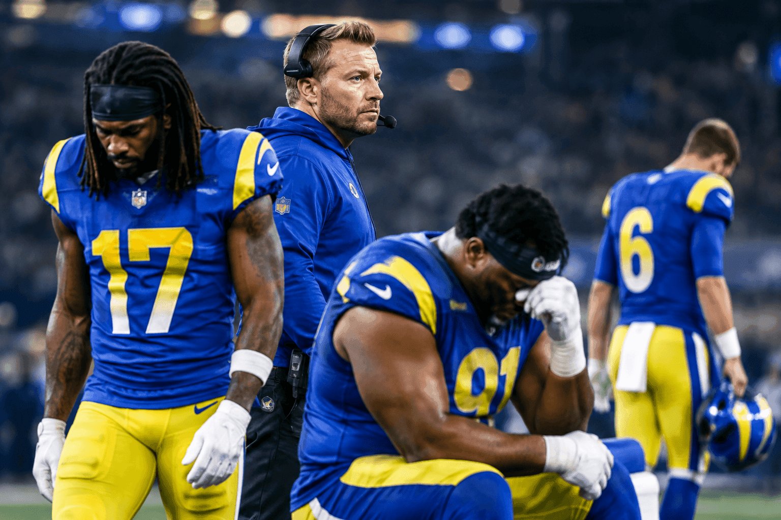 Editorial sports image for The Rams Just Lost Davante Adams, Kobie Turner, and Blake Grupe in a Single, Brutal Injury Update