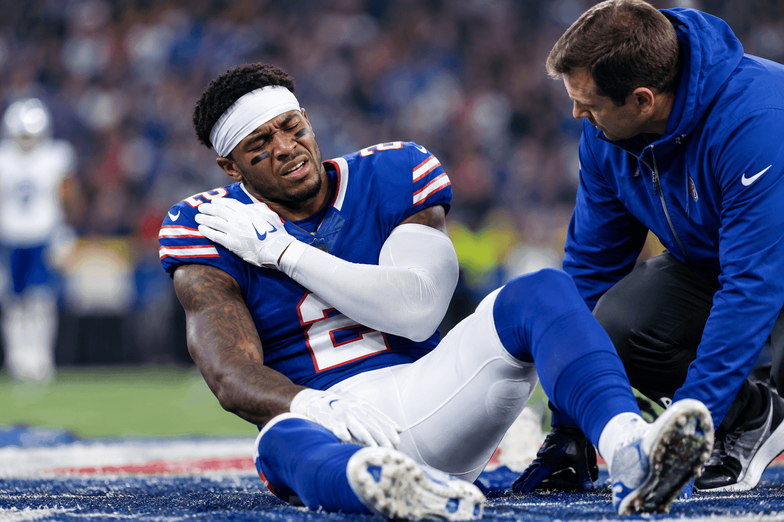 Editorial sports image for DJ Moore's AC Joint Sprain Puts a Speed Bump in the Bills' High-Flying Offense
