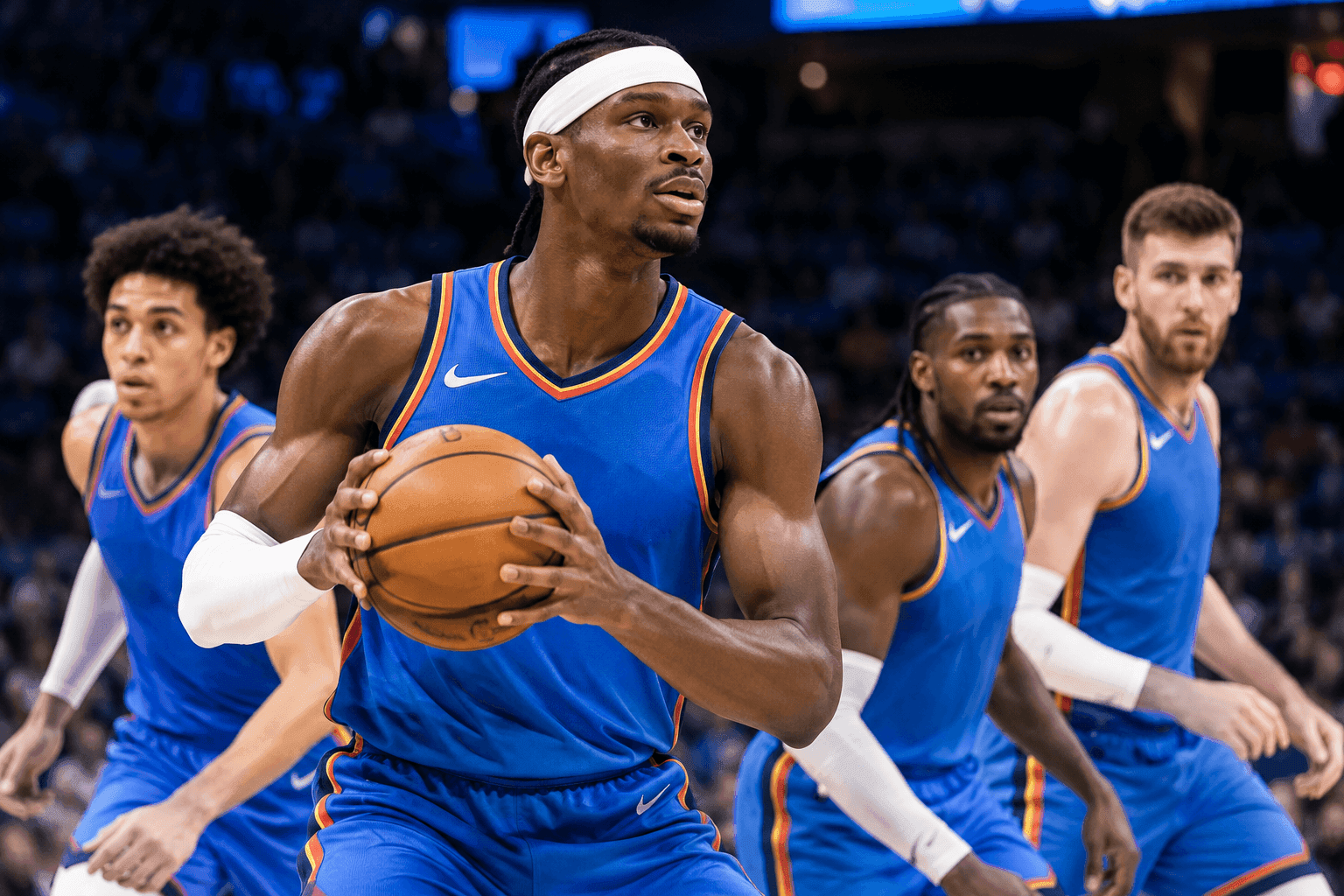 Editorial sports image for Thunder Roll Out Bizarre Starting Five Around SGA for Monday Night