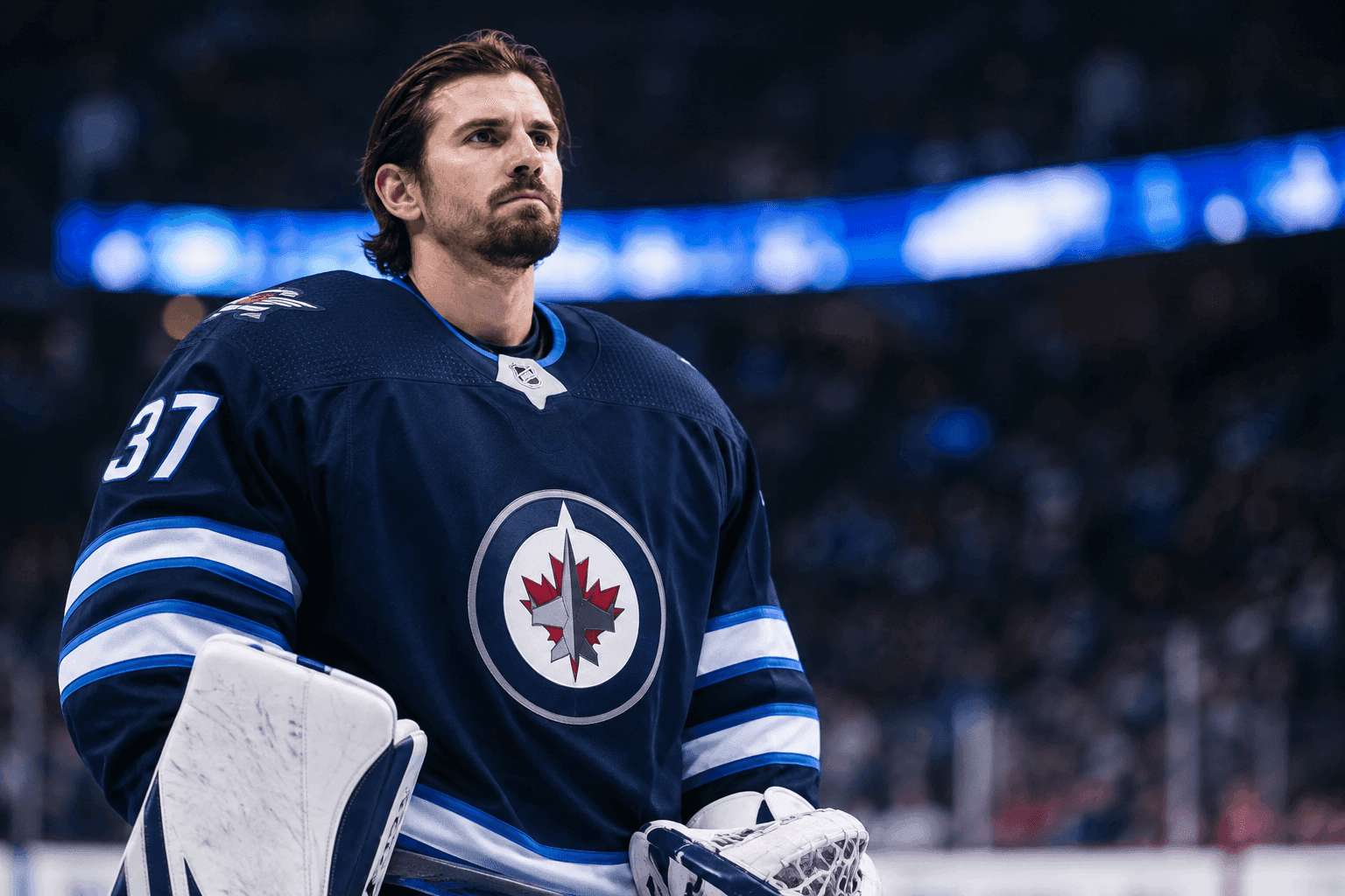 Editorial sports image for Connor Hellebuyck Is Reportedly Skipping Jets Training Camp, And The Staring Contest Is On
