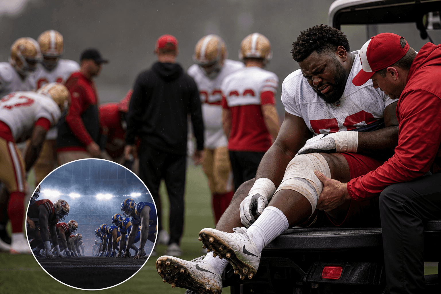 Editorial sports image for 49ers DT Alfred Collins Out for Season After Brutal Practice Injury