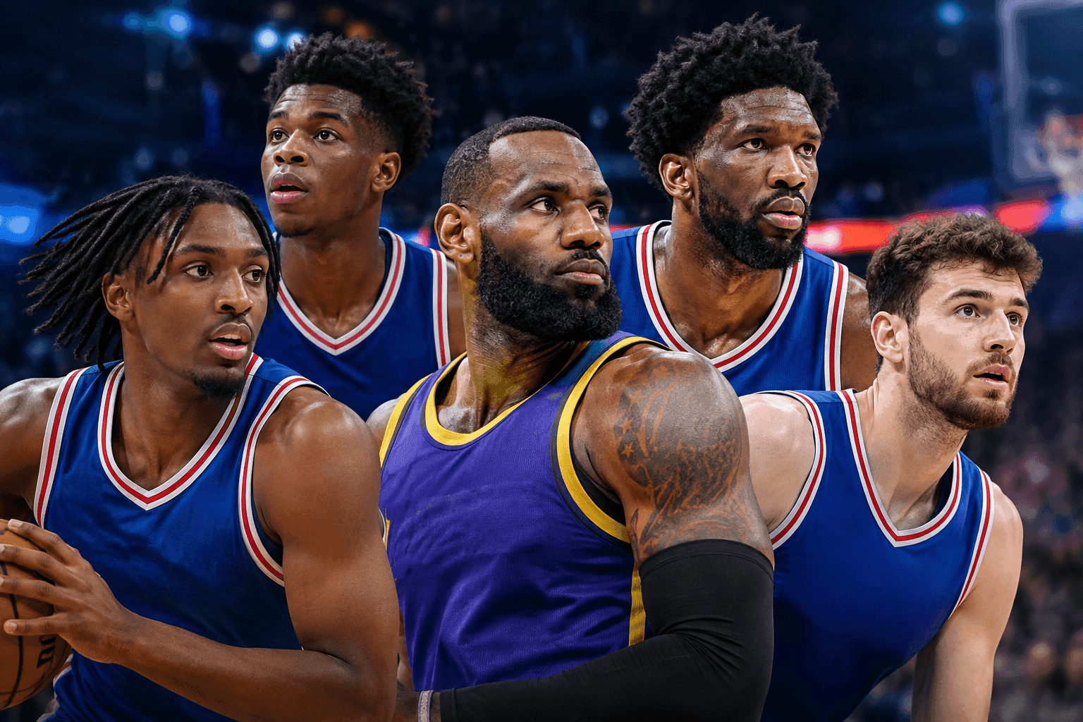 Editorial sports image for Sixers Roll Out Absurd Star-Studded Lineup Against Knicks