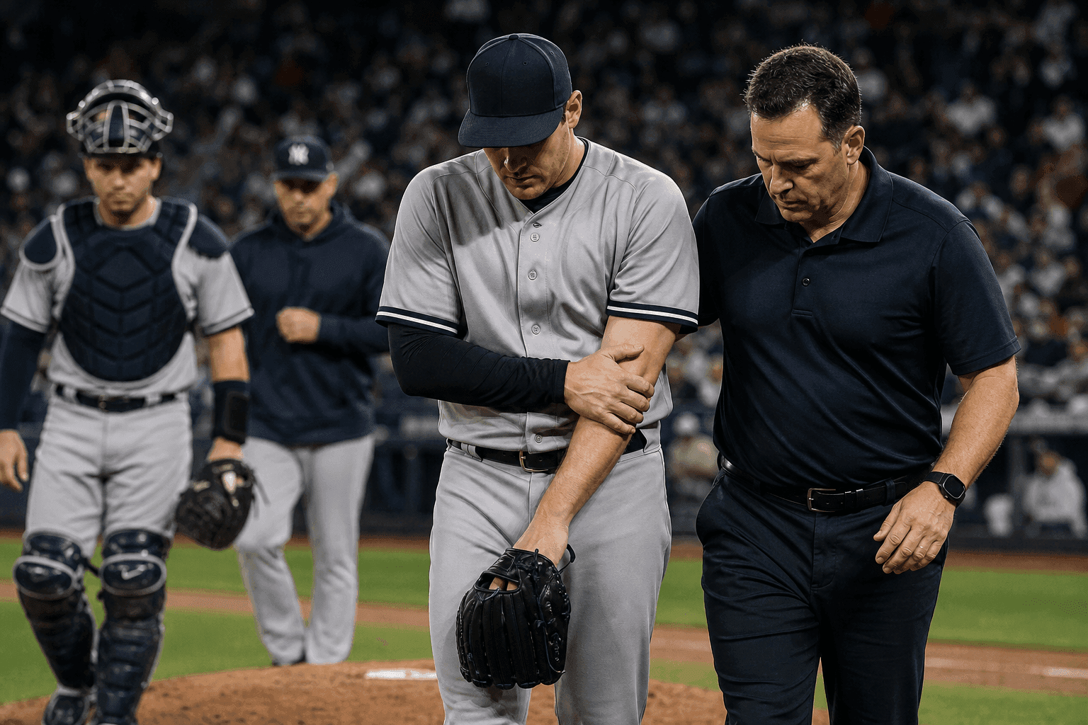 Editorial sports image for Yankees Rotation Takes Another Hit as Ryan Weathers Exits with Forearm Discomfort