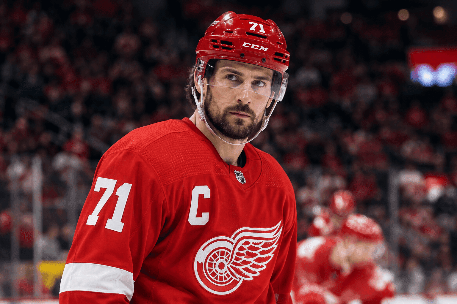 Editorial sports image for Dylan Larkin Abruptly Scratched Against Blackhawks, Red Wings GM Stepping In to Explain Why
