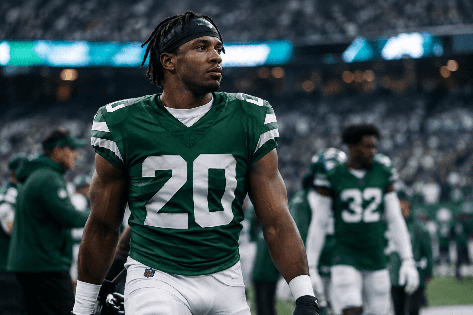 Editorial sports image for Breece Hall Unlikely to Play Sunday as Jets Play It Safe with Star Running Back