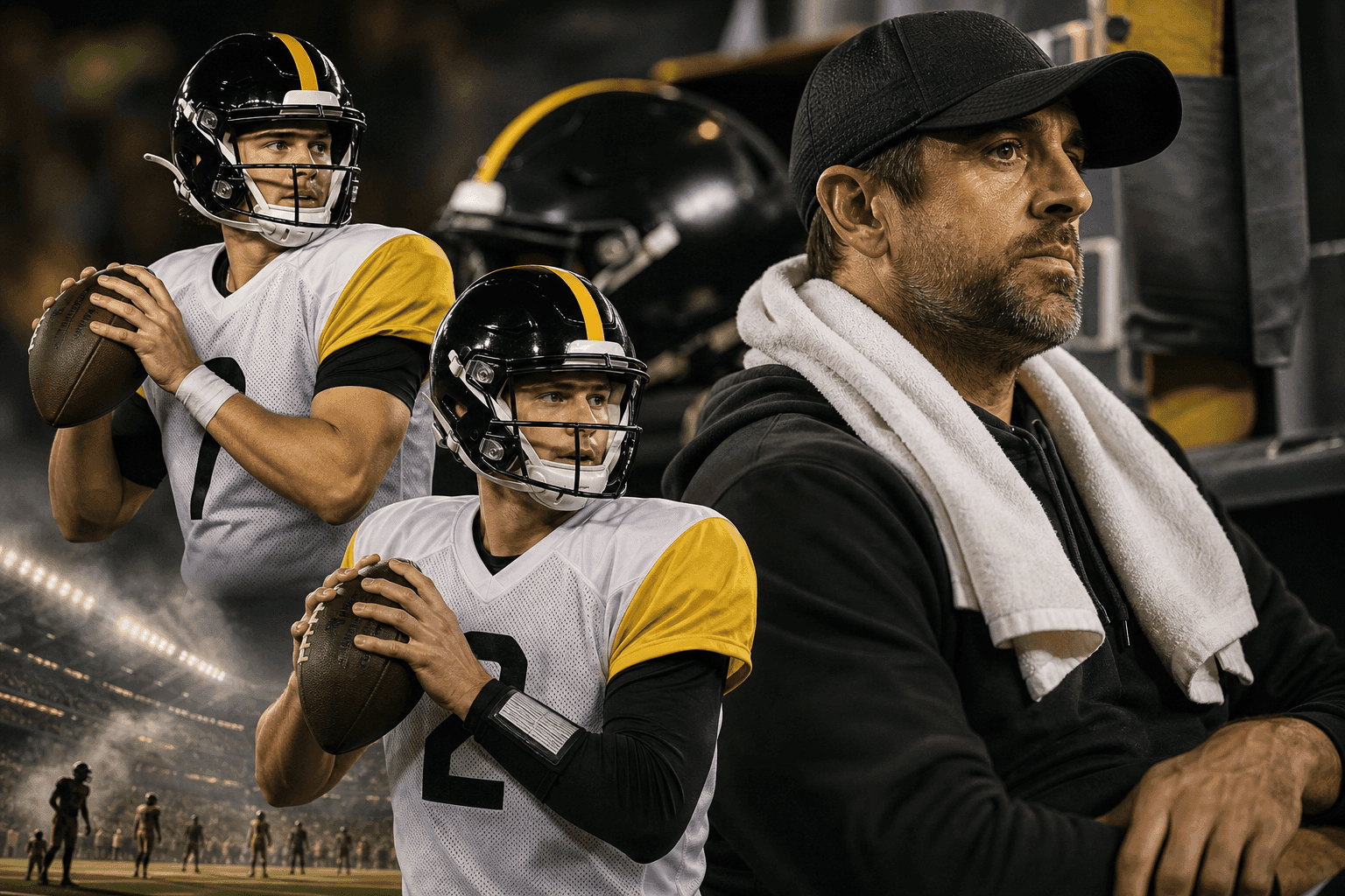 Editorial sports image for Steelers Wrap Aaron Rodgers in Bubble Wrap, Hand Preseason Keys to Will Howard and Drew Allar