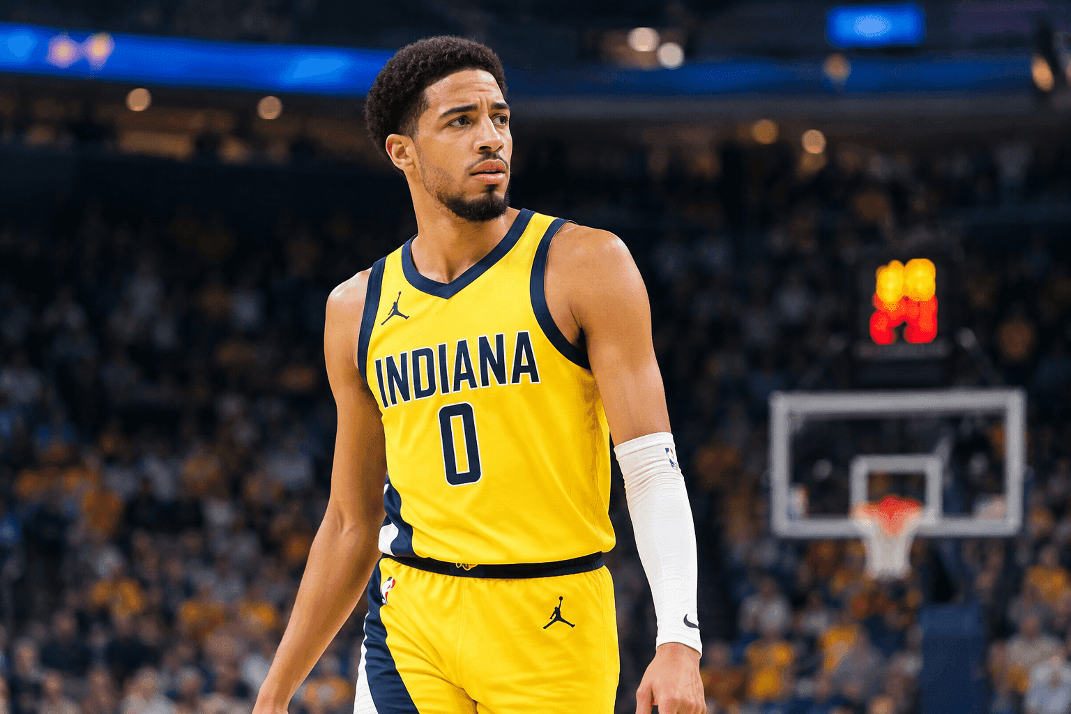 Editorial sports image for Tyrese Haliburton Sits Out Preseason Matchup With 'Mild' Ankle Tweak