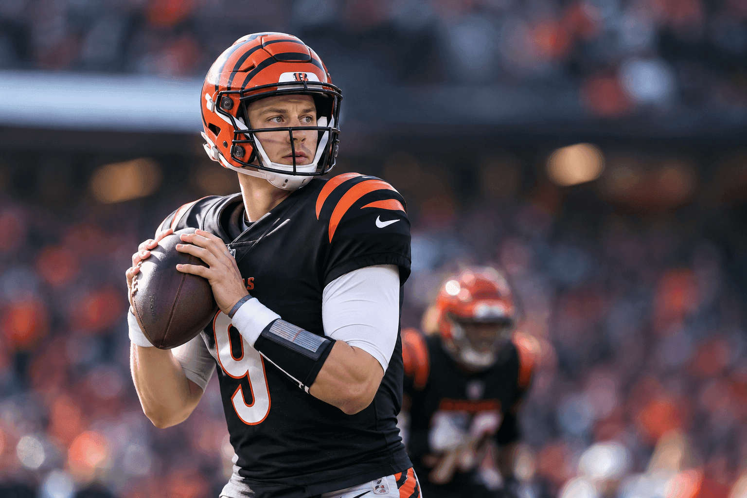 Editorial sports image for Joe Burrow Is Playing Today, Allowing Cincinnati to Finally Exhale