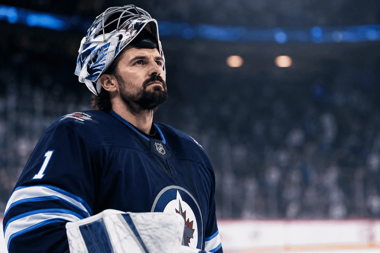 Editorial sports image for Connor Hellebuyck Suspended After Ghosting Jets Training Camp