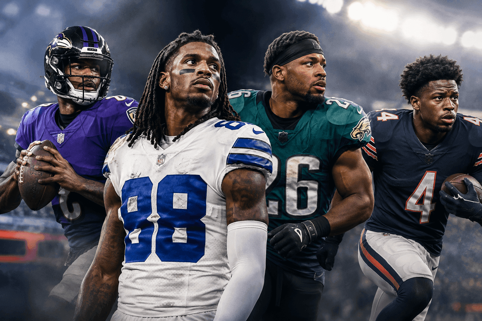 Editorial sports image for NFL Injury Bug Bites Hard: Updates on Lamar Jackson, CeeDee Lamb, and Saquon Barkley