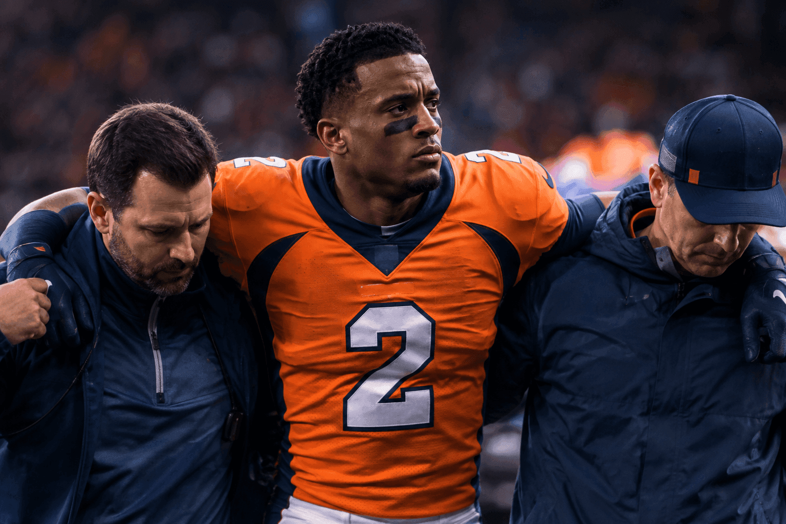 Editorial sports image for Broncos Hold Their Breath After Pat Surtain II Suffers Non-Contact Injury