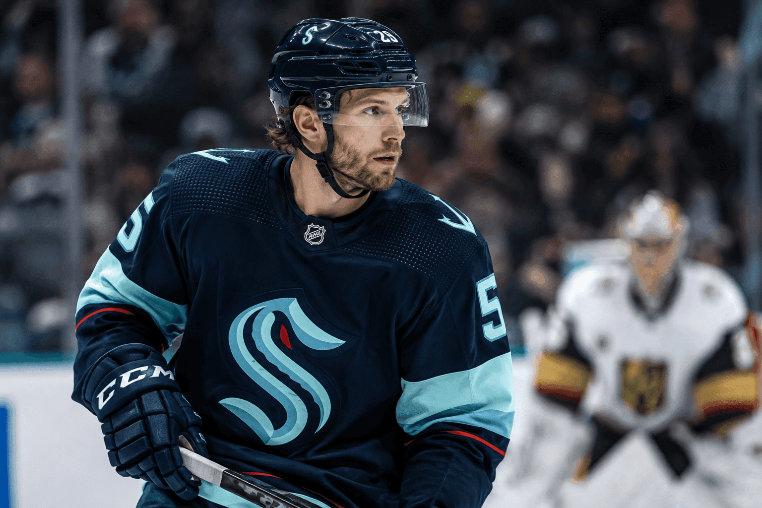 Editorial sports image for Kraken Defenseman Ryan Lindgren Exits Blowout Loss With Upper-Body Injury